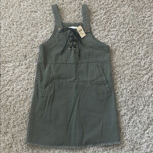 NWT Hayden girls army green overall dress with adjustable straps Size 11/12